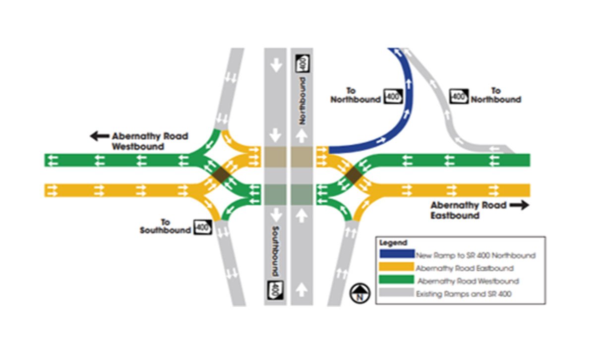 Transform 285 400 Abernathy Road Diverging Diamond Interchange To Open